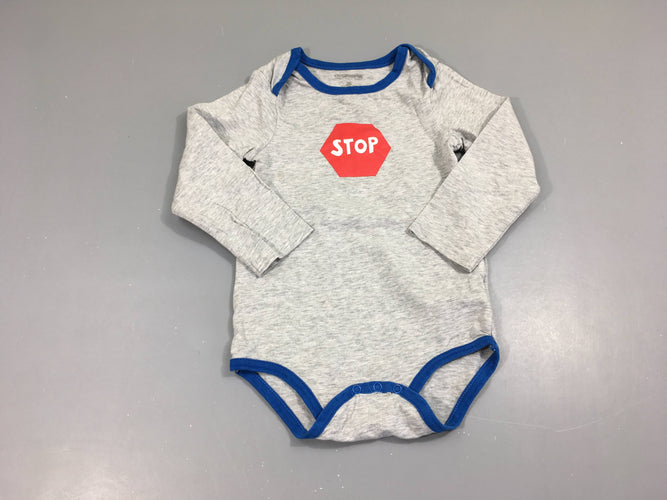 Body m.l gris chiné Stop, moins cher chez Petit Kiwi