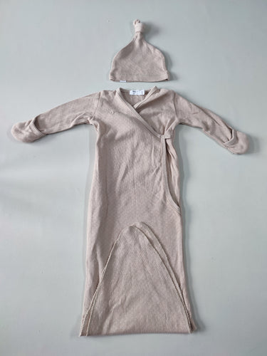 Sac de couchage m.l jersey à nouer beige + Bonnet jersey beige, moins cher chez Petit Kiwi