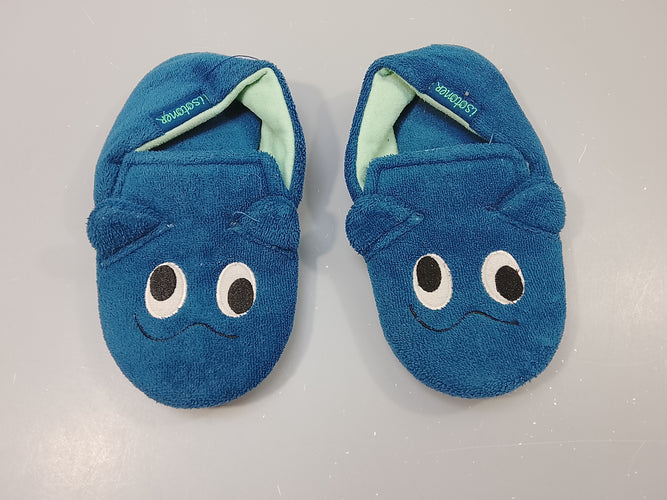 Pantoufles Isotoner bleues avec oreilles et yeux, 31-32, moins cher chez Petit Kiwi