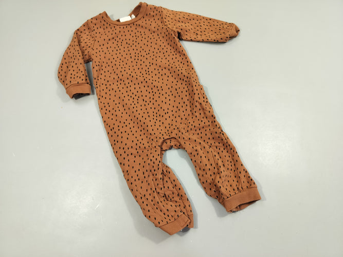 Pyjama jersey brun moucheté noir, moins cher chez Petit Kiwi