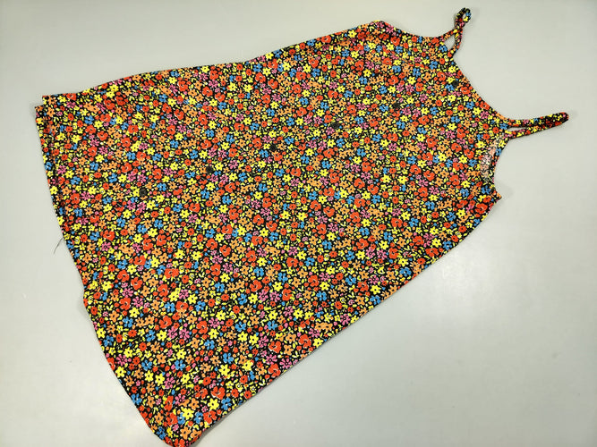 Robe à bretelle noire à motifs fleurs colorées, moins cher chez Petit Kiwi