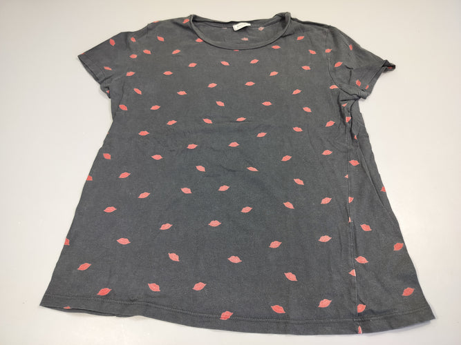 T-shirt m.c noir, motifs bouches . Pas de taille indiquée, estimée M Pimkie, moins cher chez Petit Kiwi