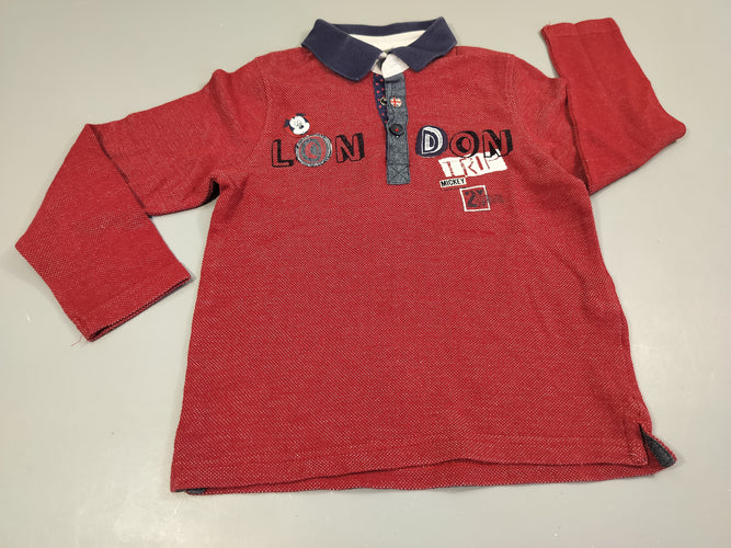 Polo ml rouge et bleu marine Mickey London, moins cher chez Petit Kiwi