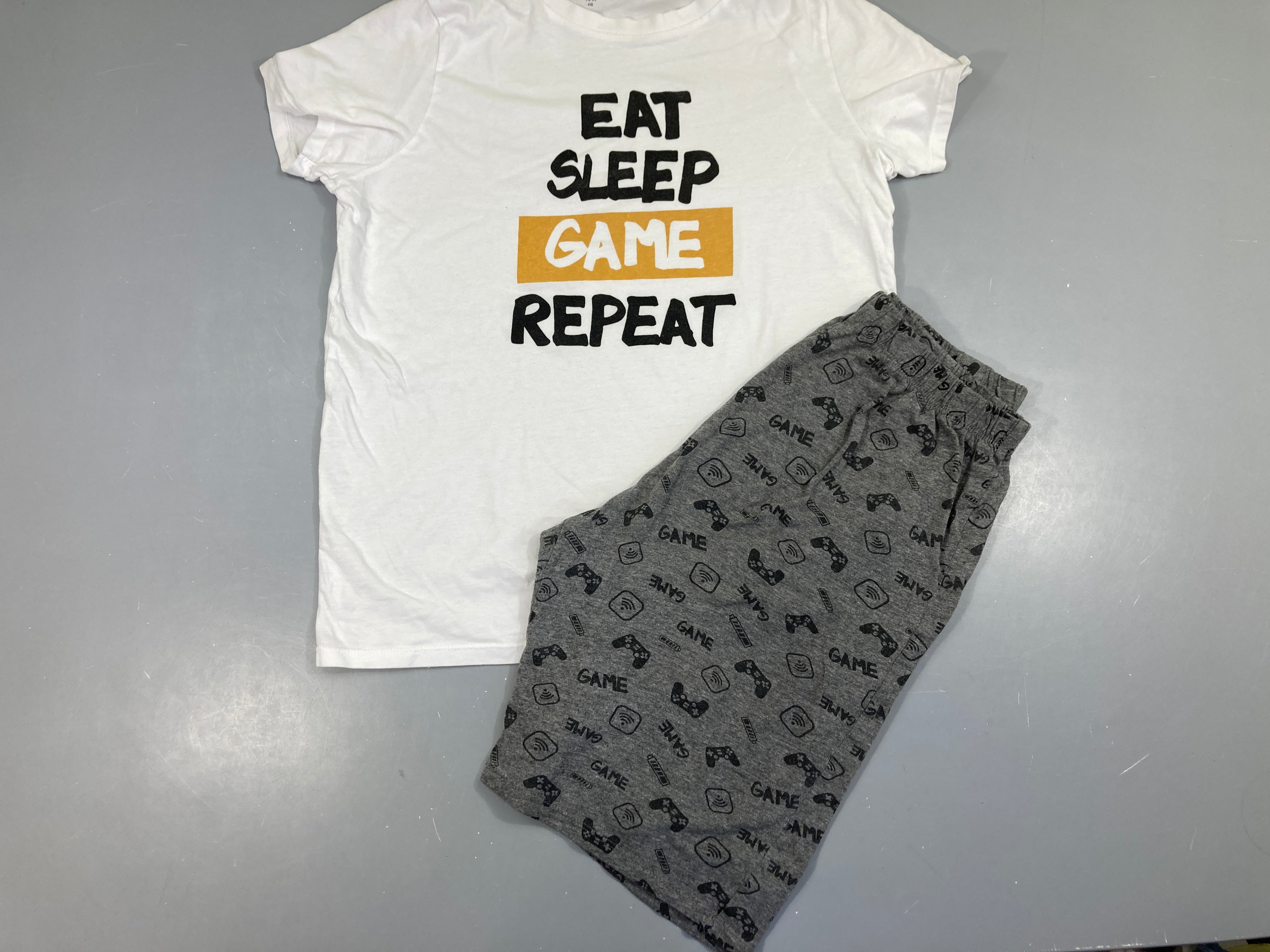 Pyjashort 2pcs jersey blanc eat sleep