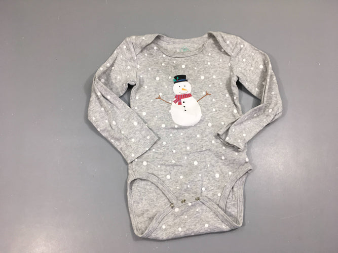 Body m.l gris Flocons Bonhomme neige, moins cher chez Petit Kiwi