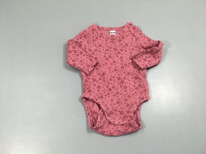 Body m.l rose fleuri côtelé, moins cher chez Petit Kiwi