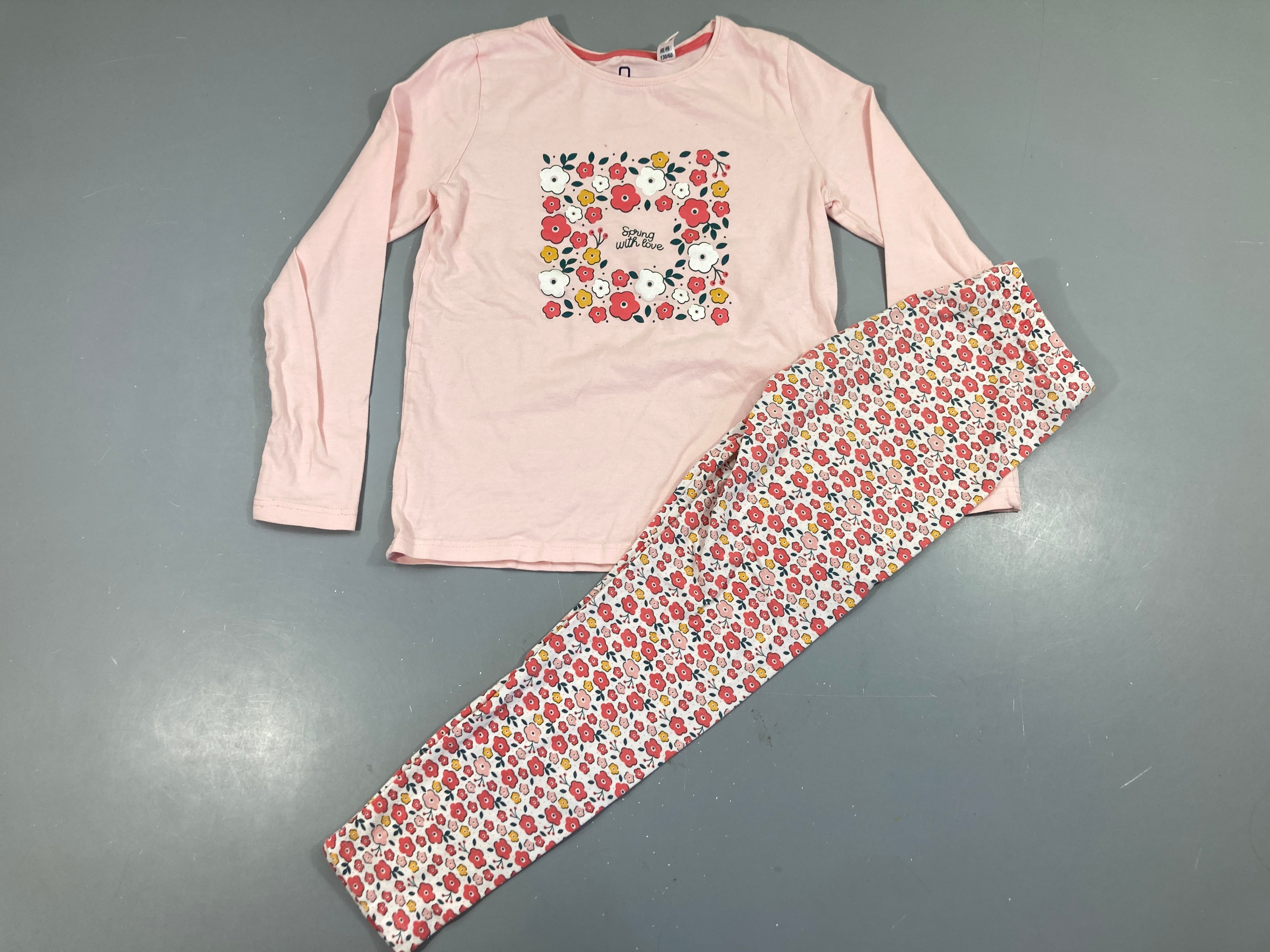 Pyjama 2pcs jersey rose fleuri