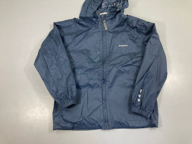 Veste zippée style k-way bleu foncé à capuche, moins cher chez Petit Kiwi