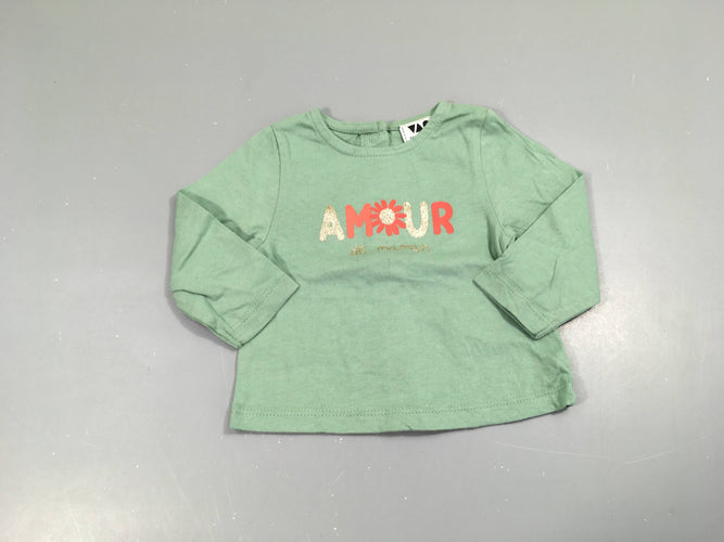 T-shirt m.l vert Amour, moins cher chez Petit Kiwi