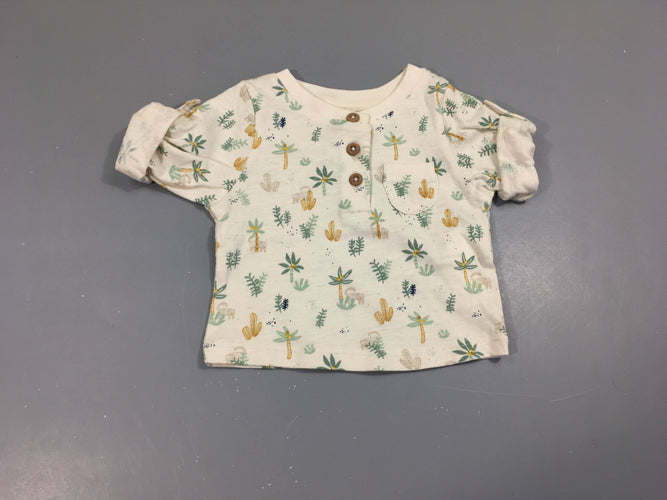 T-shirt m.c écru cactus manches ajustables, moins cher chez Petit Kiwi