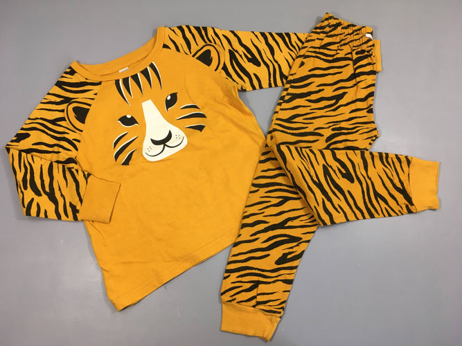 Pyjama 2pcs jersey orange tigre, petites taches, moins cher chez Petit Kiwi