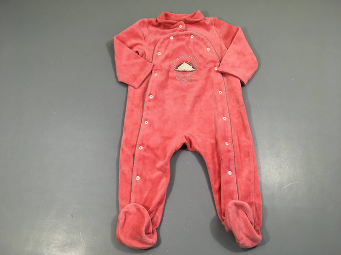 Pyjama velours rose visage texturé bords argenté, moins cher chez Petit Kiwi