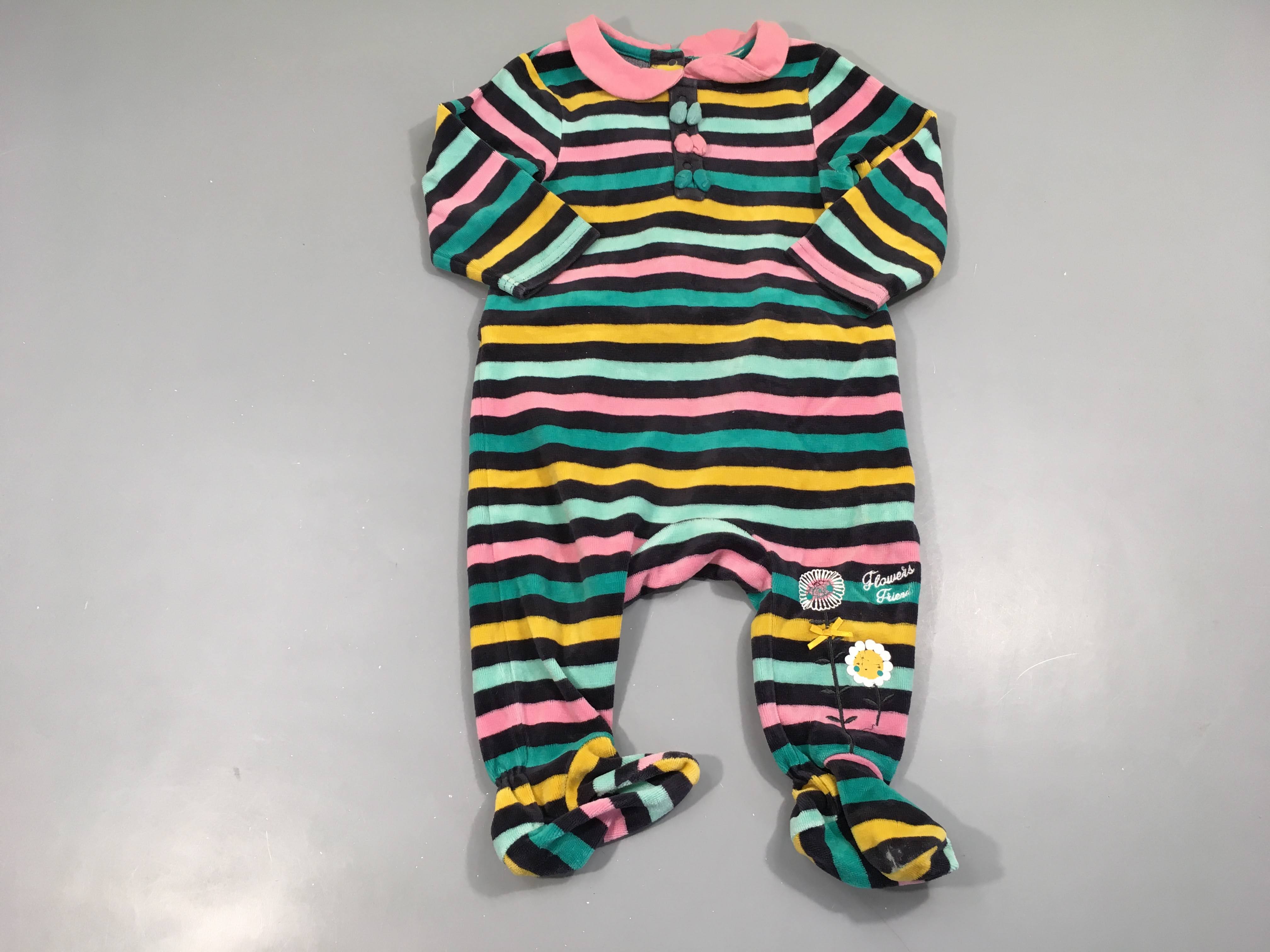 Pyjama velours rayé couleur