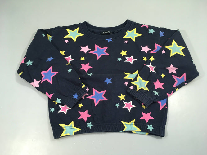 Sweat bleu étoiles roses, moins cher chez Petit Kiwi