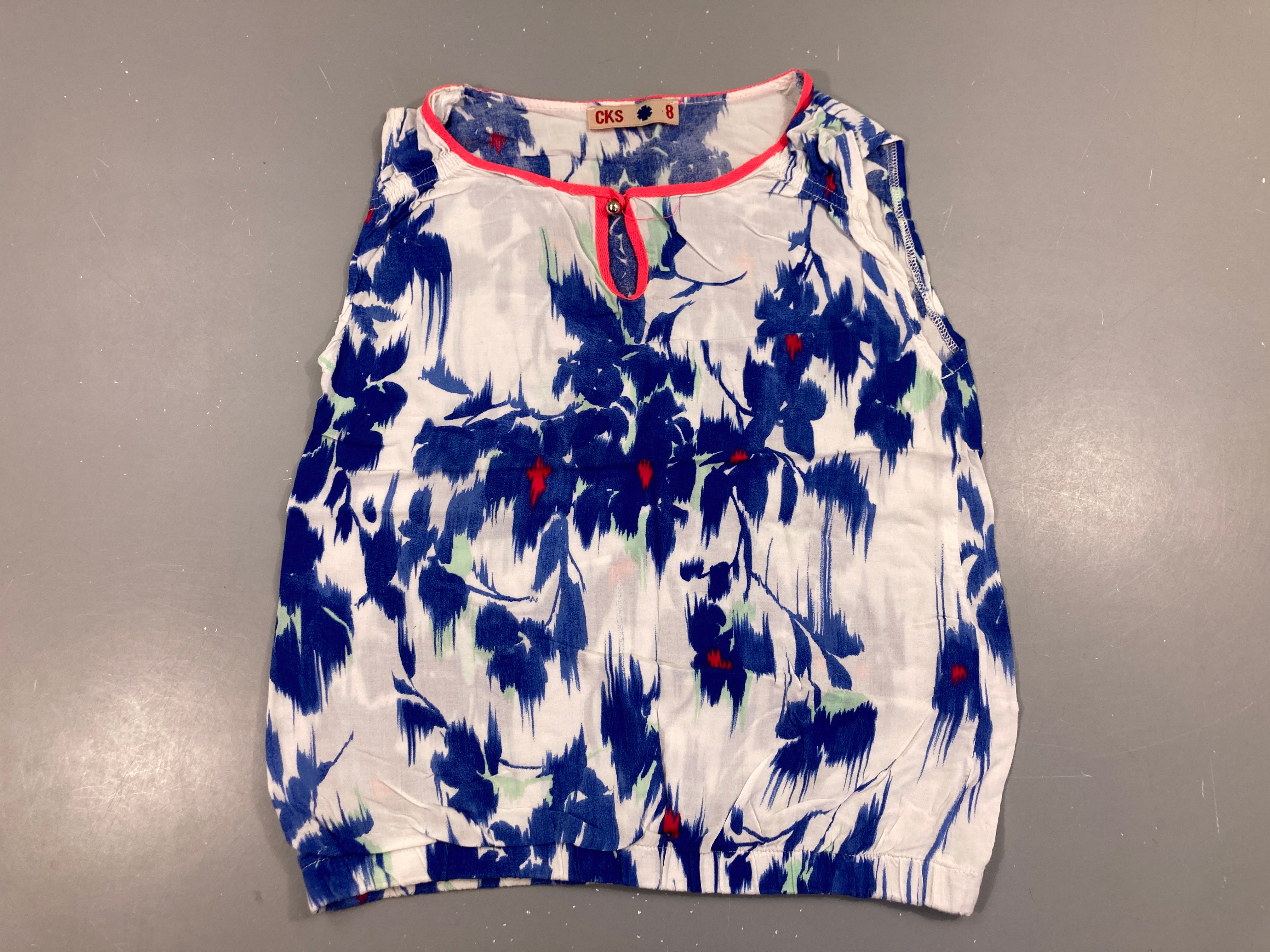 Blouse s.m blanc/bleu fleurs