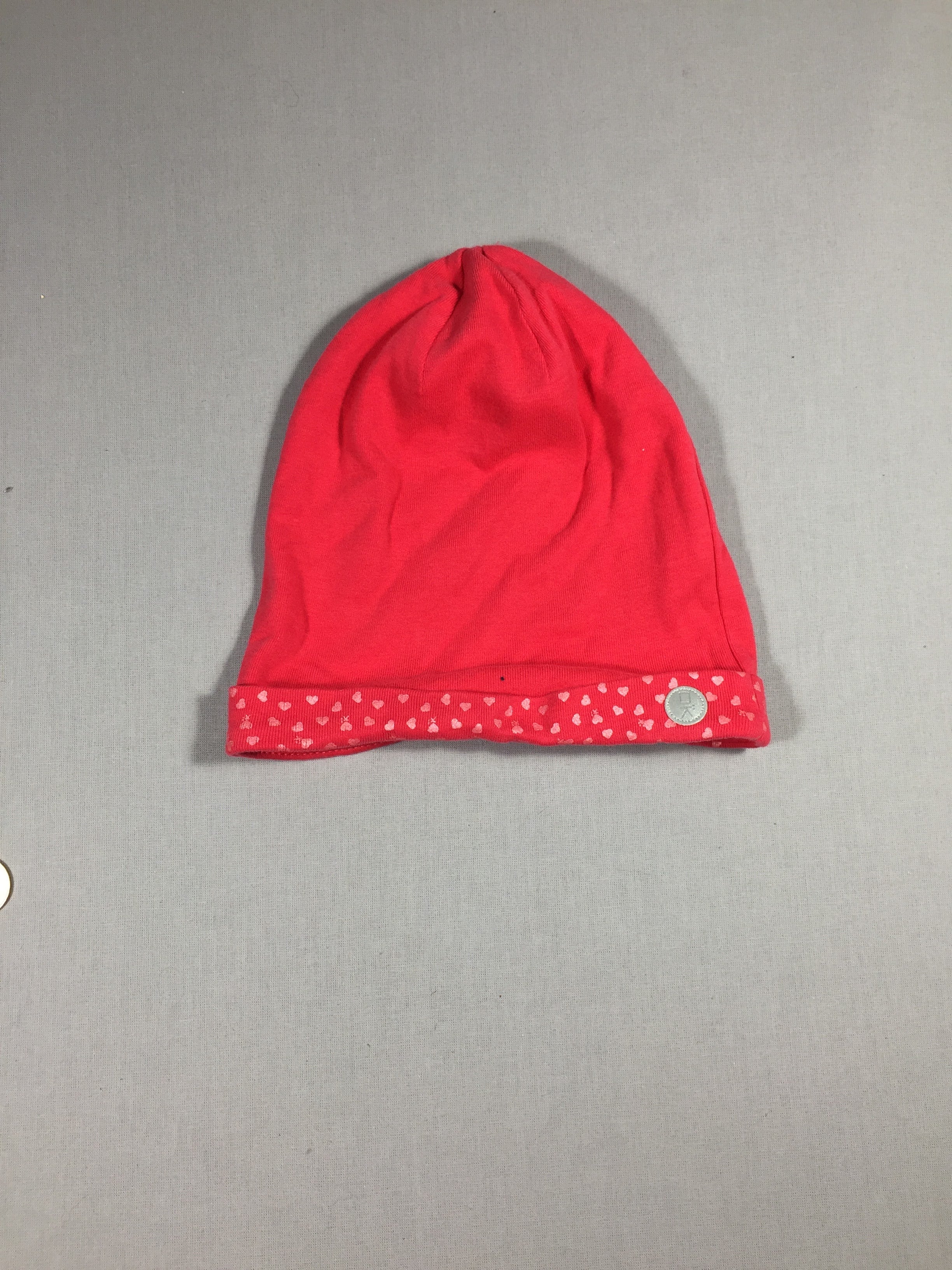 Bonnet jersey rose - revers coeurs