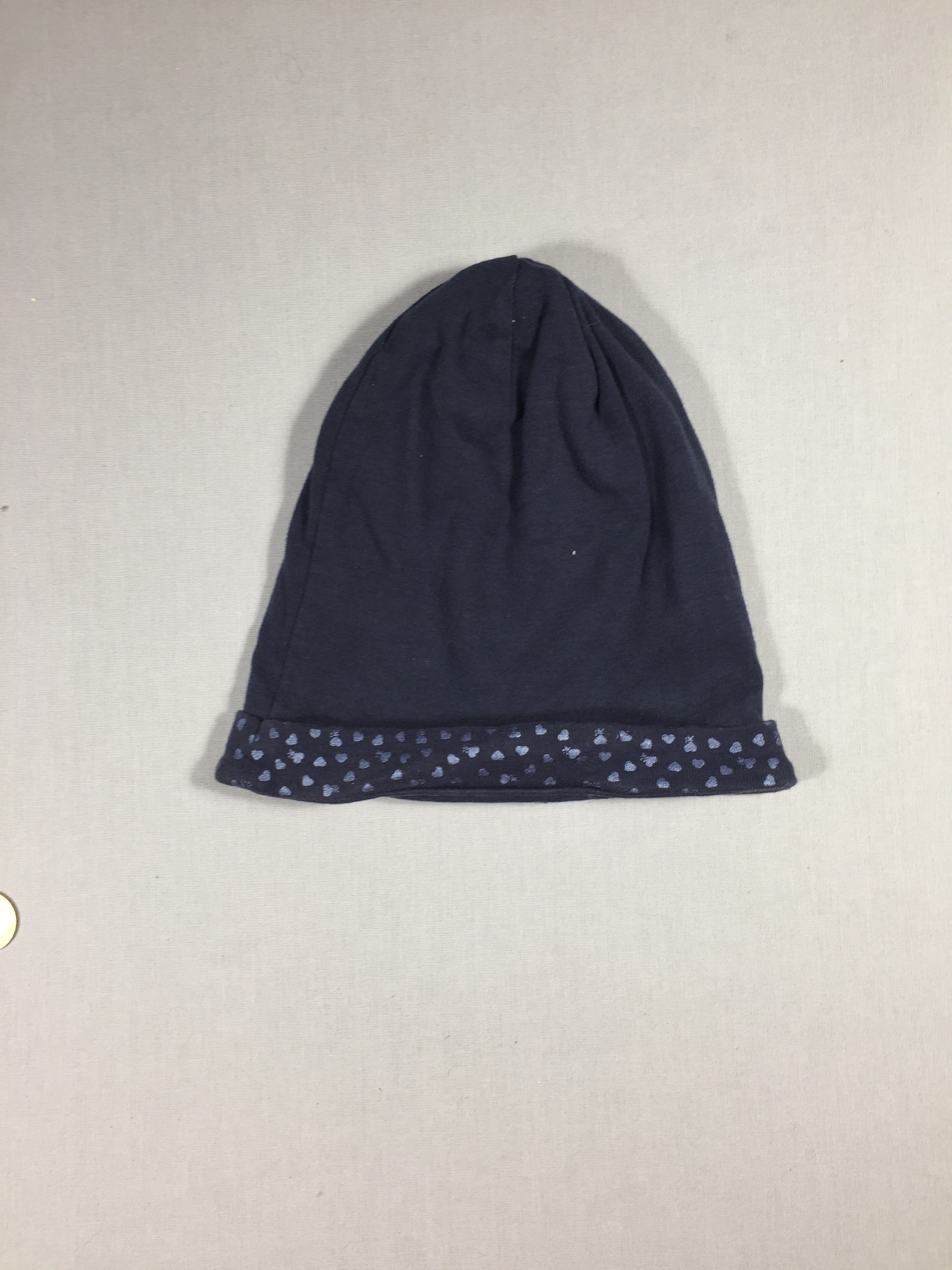 Bonnet jersey bleu  - revers coeurs