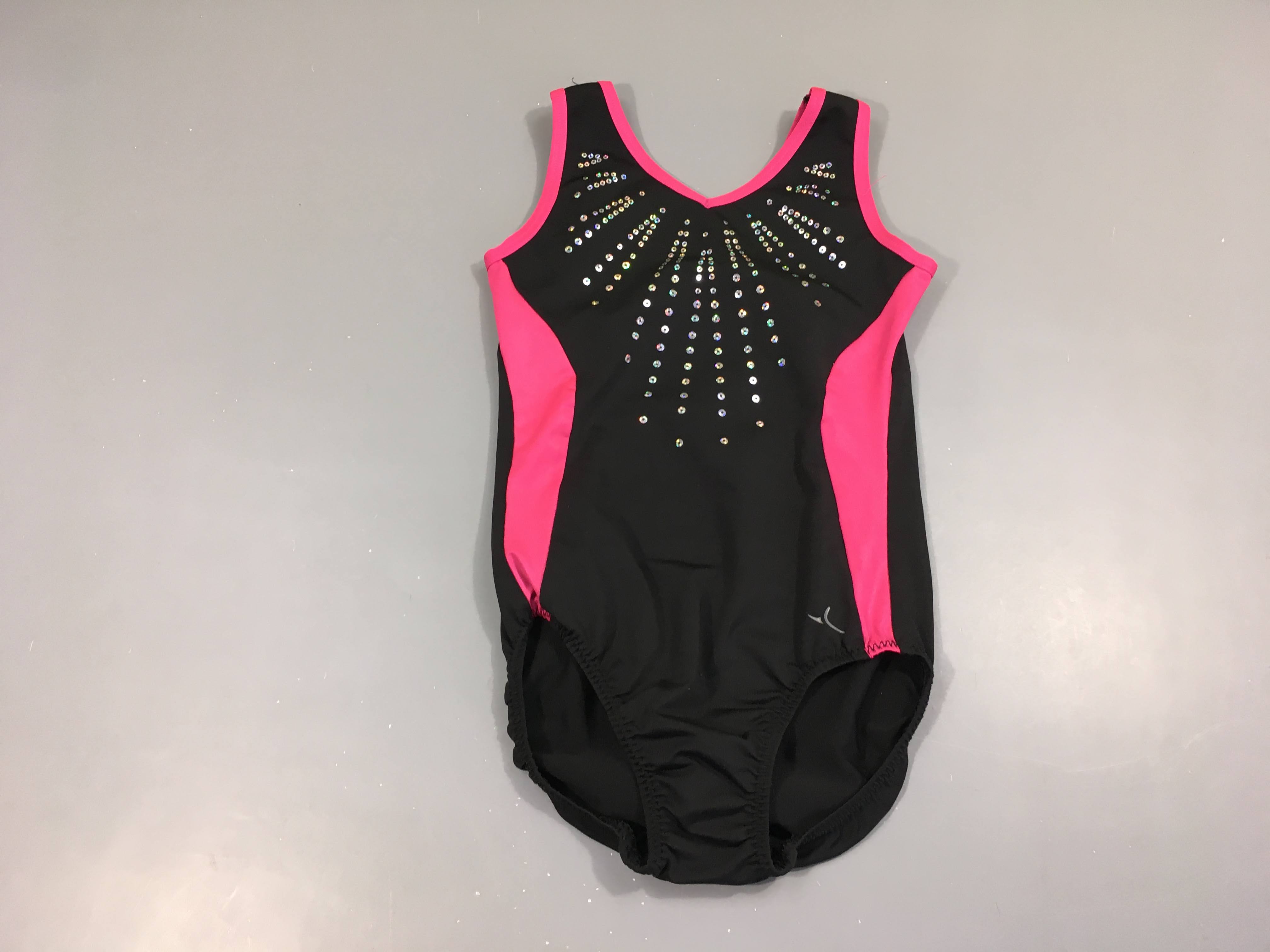 Maillot de gym s.m noir-rose strass