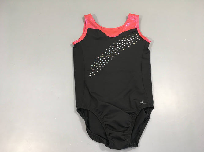 Maillot de gym s.m noir-rose orangé strass, moins cher chez Petit Kiwi