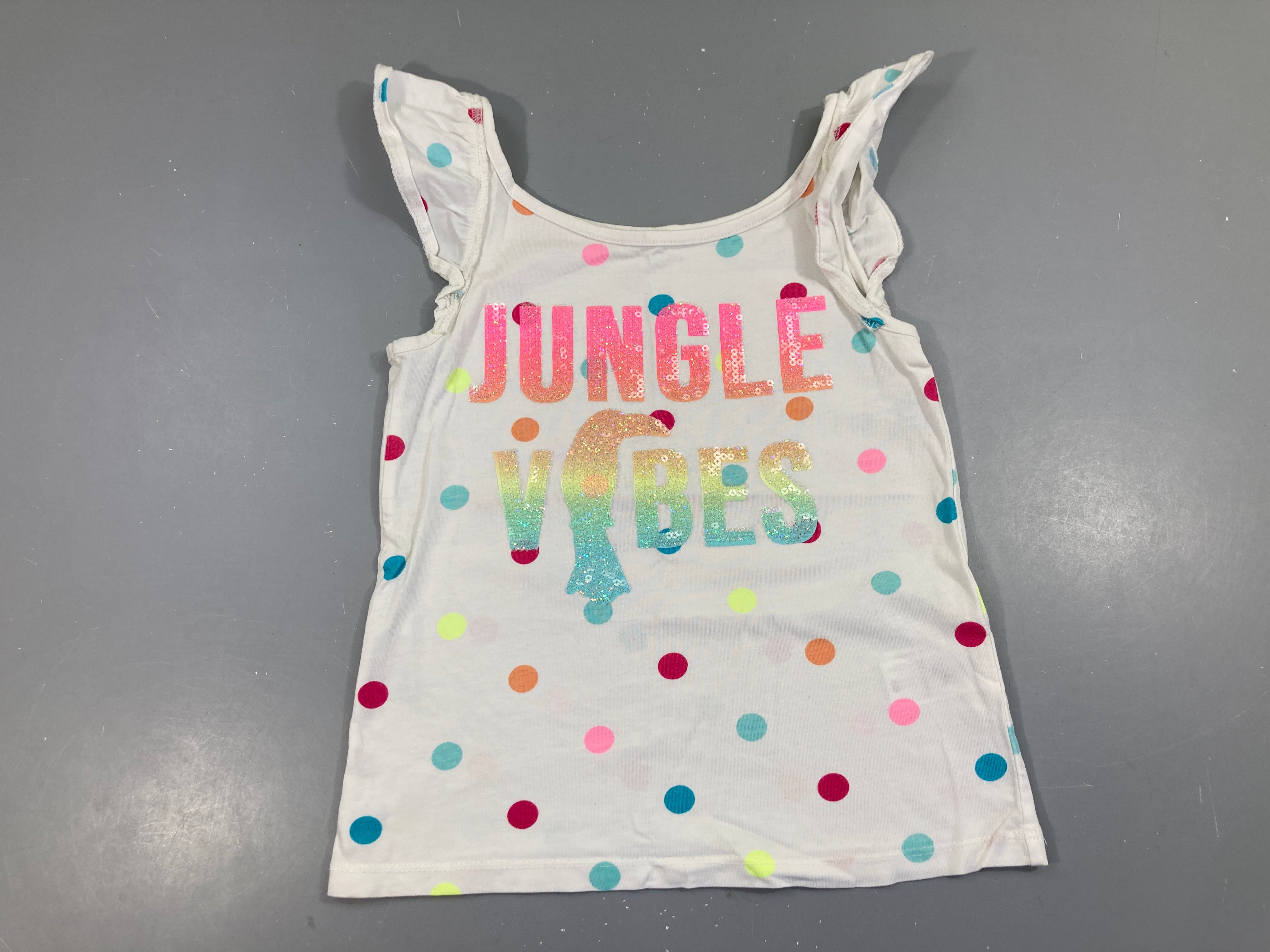 Top blanc pois jungle sequins