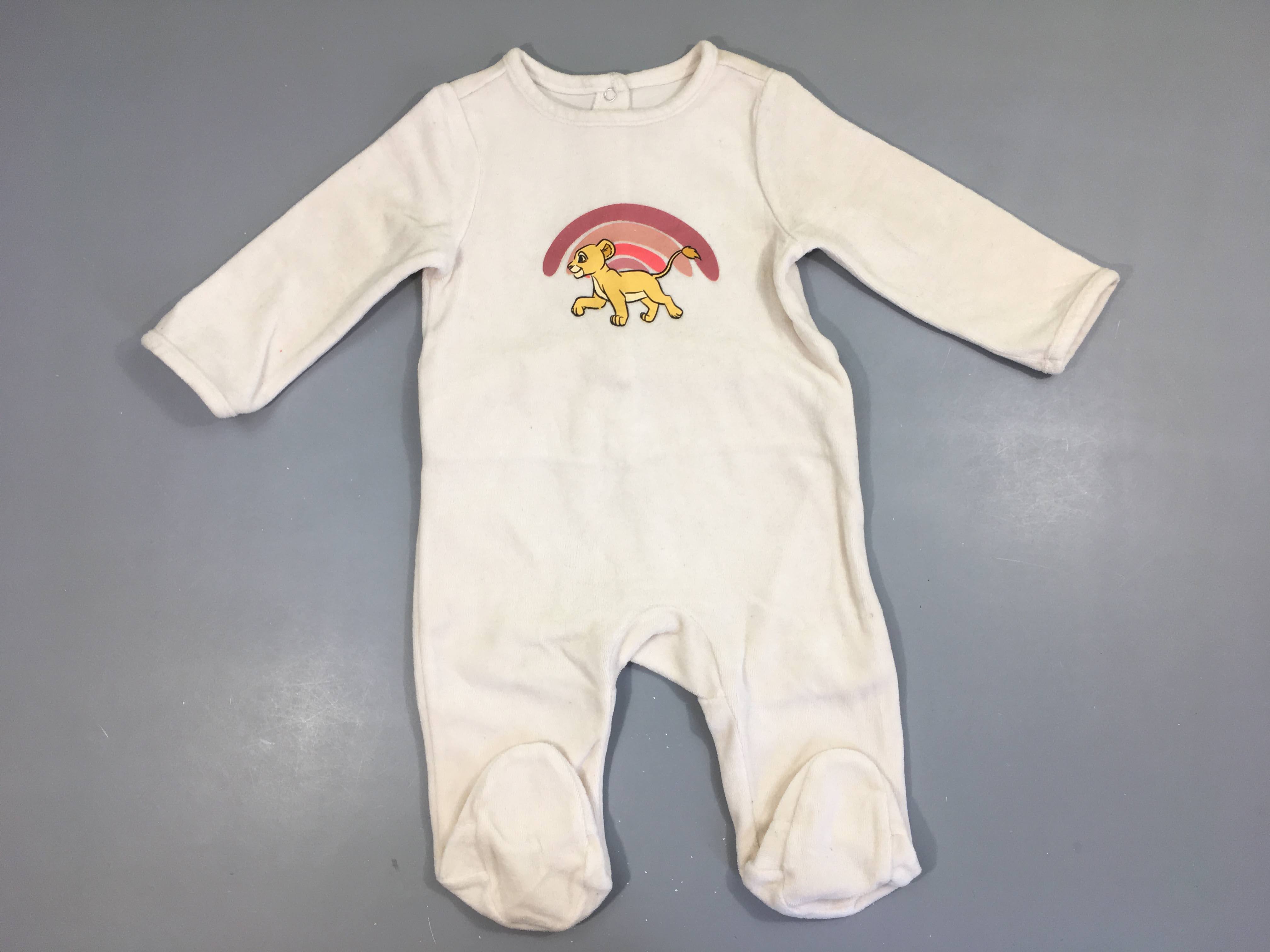 Pyjama velours blanc roi lion arc-en-ciel