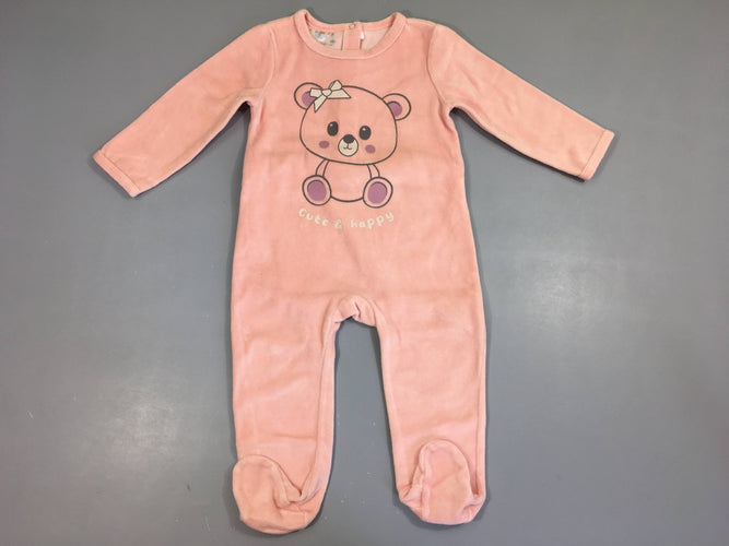 Pyjama velours rose ourson, Bub'l, moins cher chez Petit Kiwi