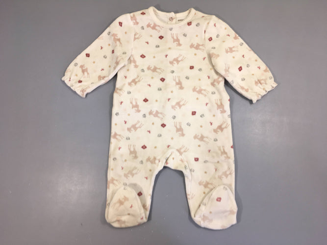 Pyjama velours blanc bambi, moins cher chez Petit Kiwi