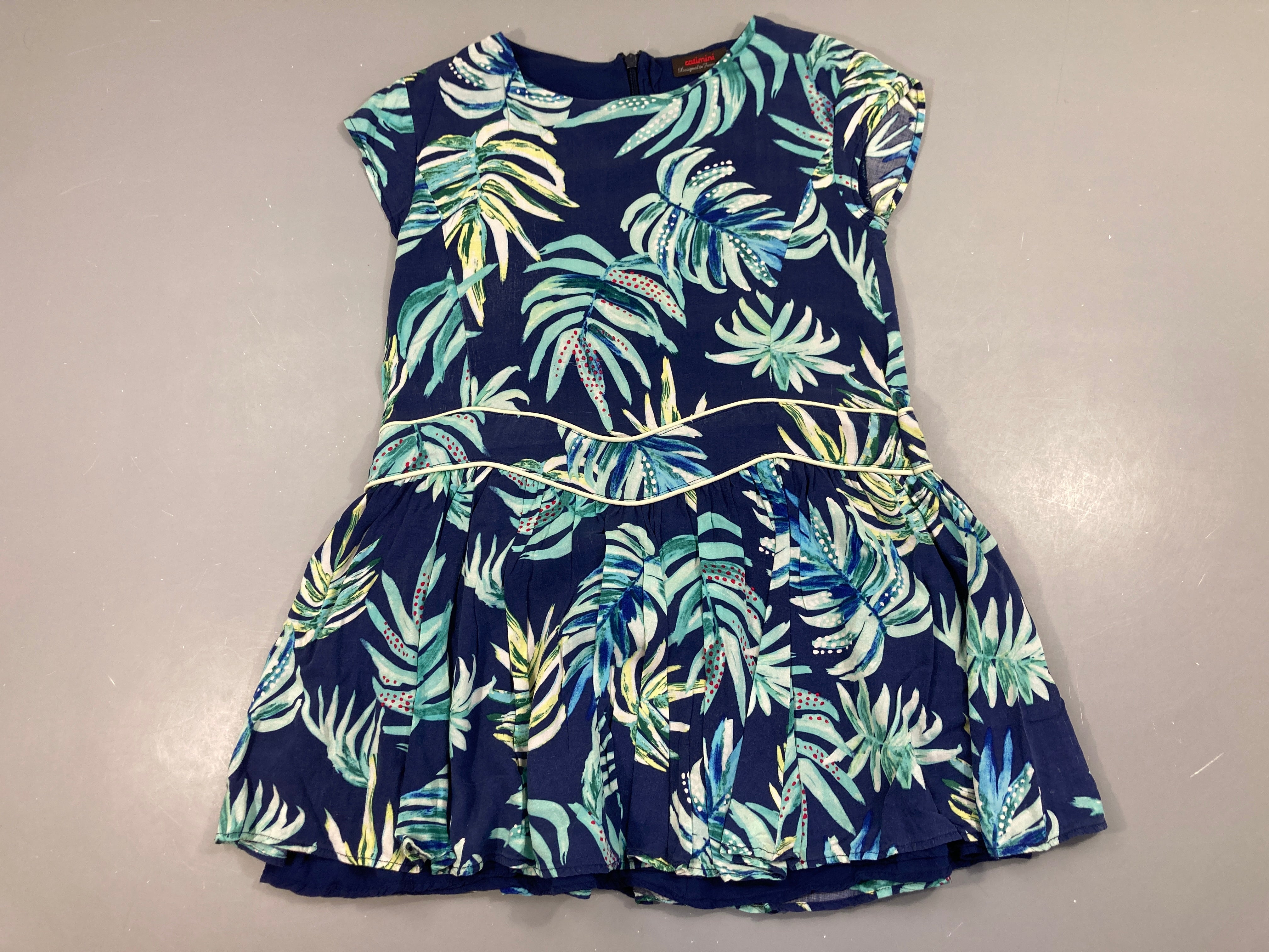 Robe m.c bleu foncé feuilles