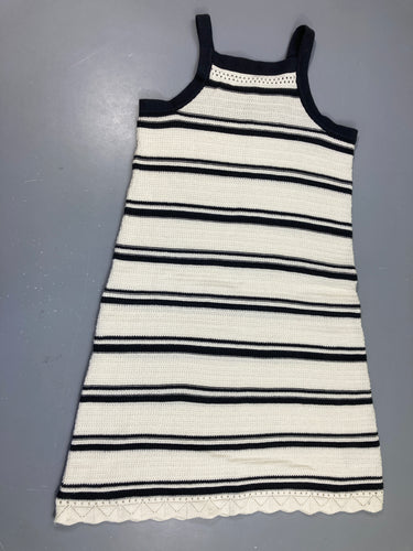 Robe fines bretelles mailles blanc rayé bleu marine, moins cher chez Petit Kiwi