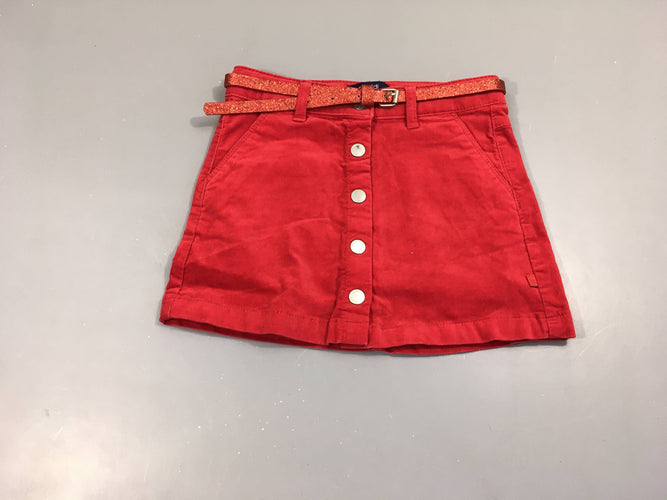 Jupe velours rouge + ceinture irisée, moins cher chez Petit Kiwi