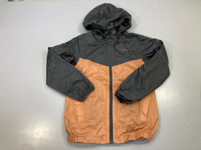 Veste coupe-vent zippée capuche noire et rouille motif topographique, moins cher chez Petit Kiwi