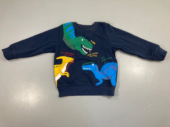 Sweat bleu foncé dinos, moins cher chez Petit Kiwi