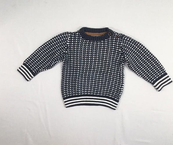 Pull bleu foncé/blanc chiné, moins cher chez Petit Kiwi