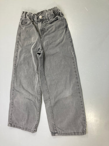 Pantalon jean gris délavé coupe large, taille élastique réglable, moins cher chez Petit Kiwi