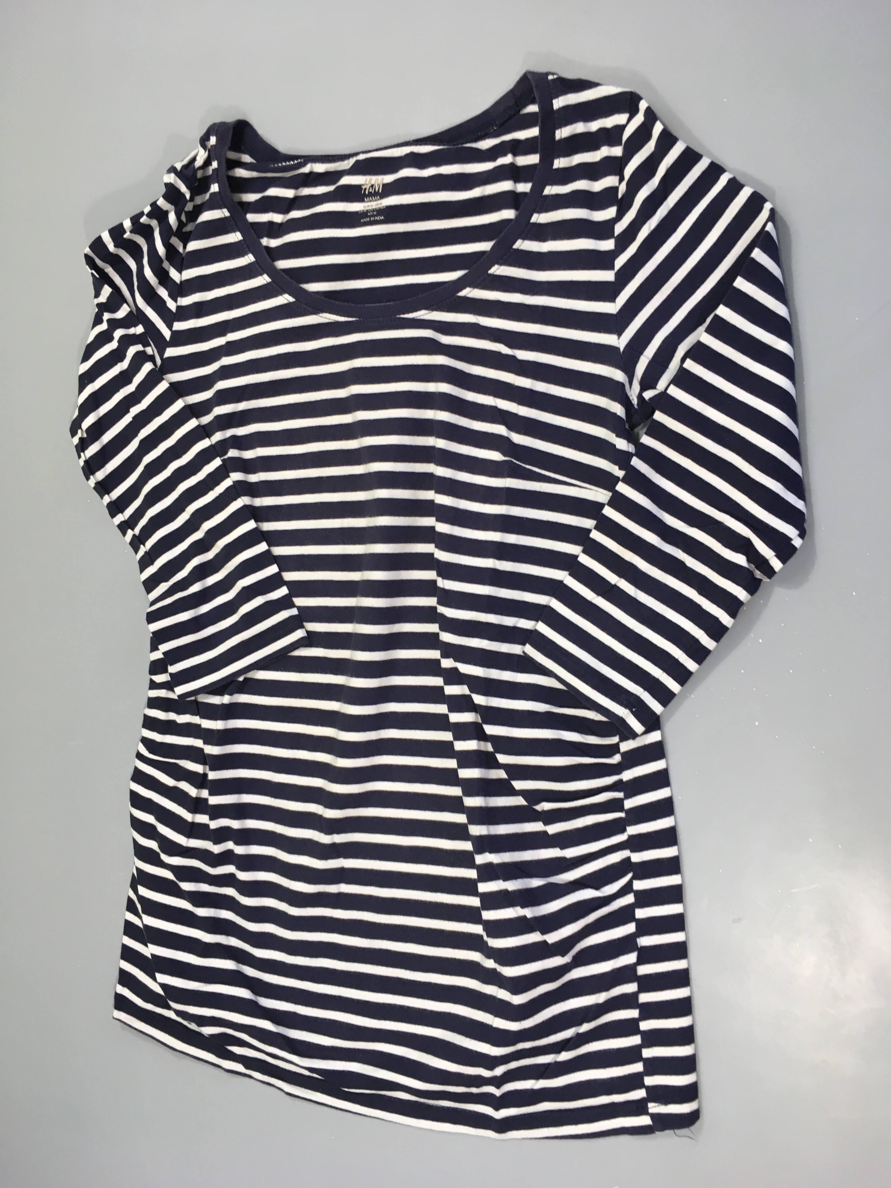 T-shirt m.l rayé blanc-bleu de grossesse