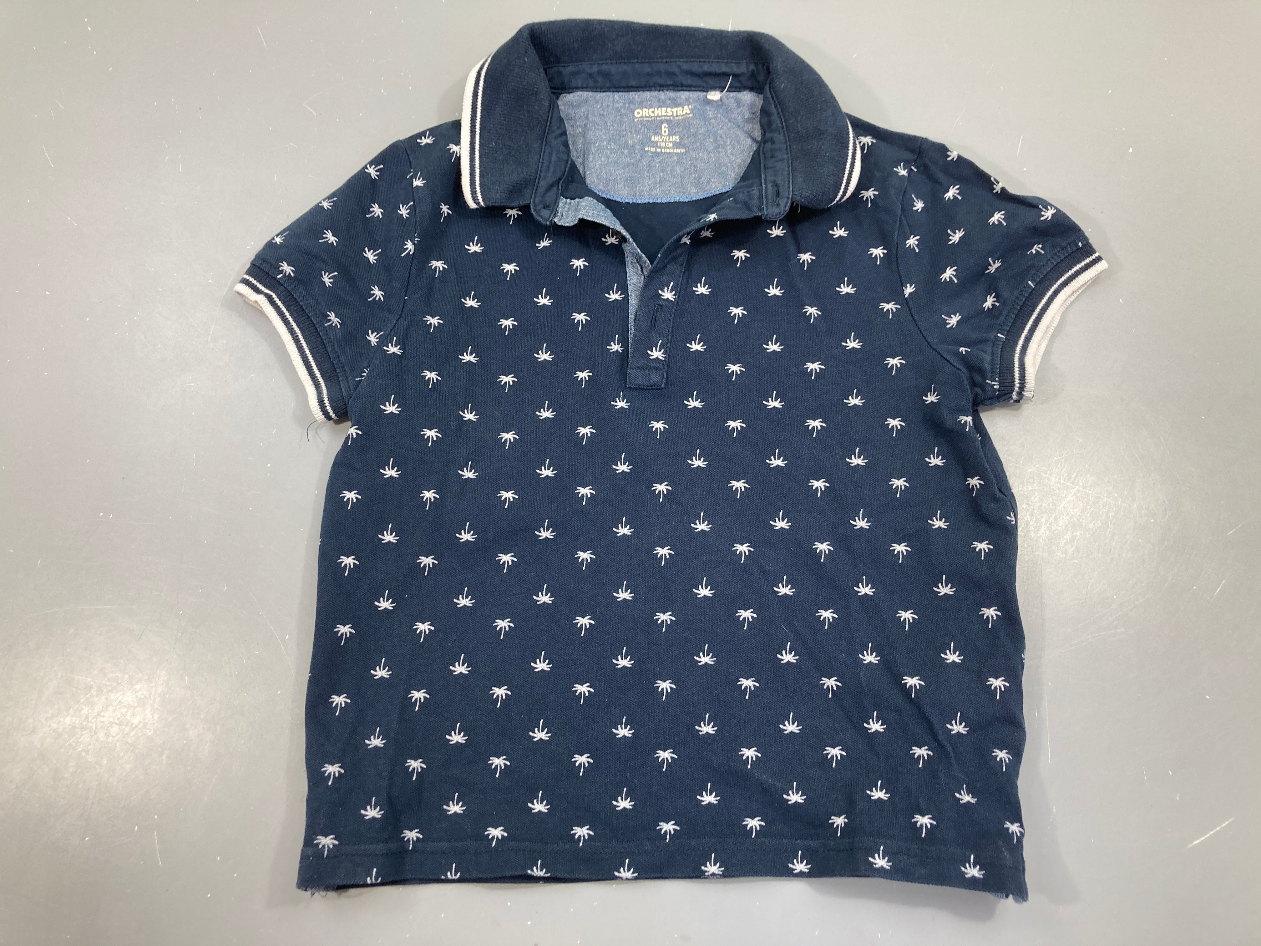 Polo m.c bleu foncé palmiers