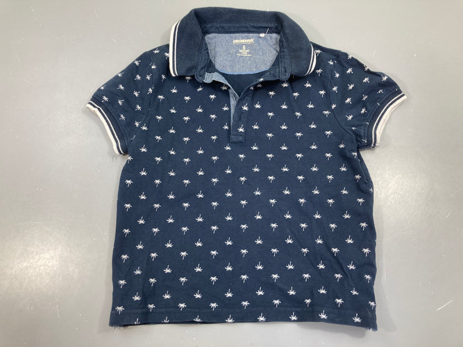Polo m.c bleu foncé palmiers, moins cher chez Petit Kiwi