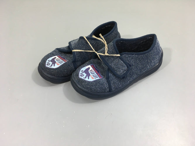 Pantoufles bleu-gris Wolf, moins cher chez Petit Kiwi