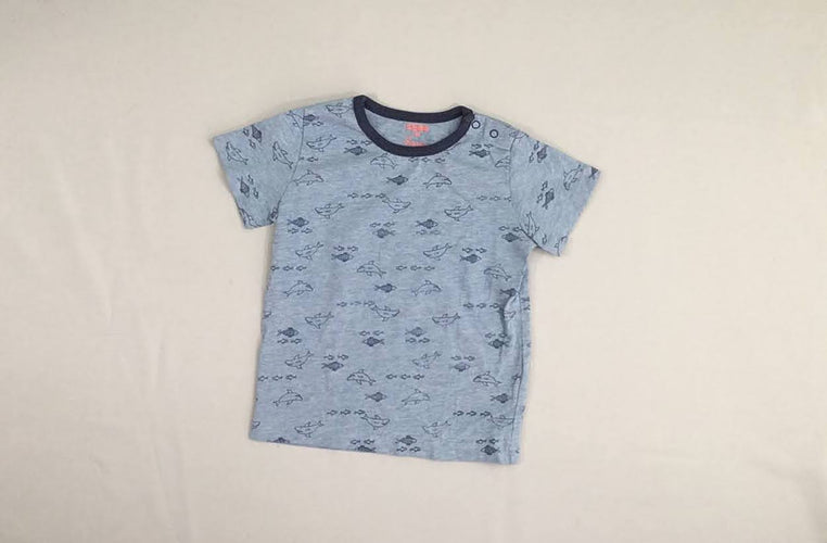 T-shirt m.c bleu clair chiné requins, moins cher chez Petit Kiwi