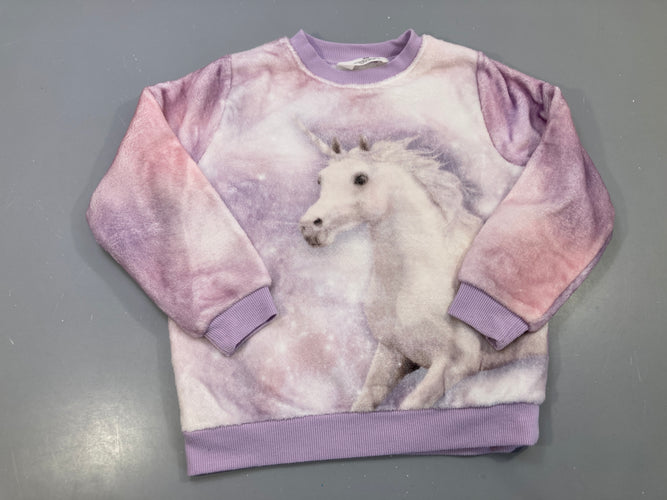 Sweat velours lilas et rose licorne, moins cher chez Petit Kiwi