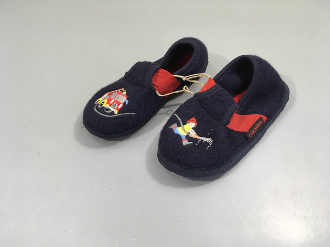 Pantoufles bleu foncé Pompier, moins cher chez Petit Kiwi