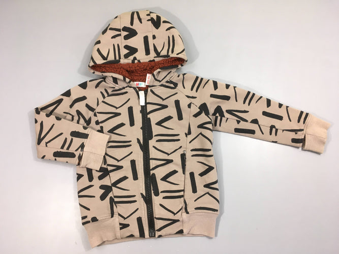 Sweat zippéà capuche gris tigre doublé peluche, moins cher chez Petit Kiwi