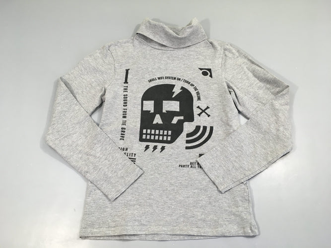 T-shirt m.l col roulé gris chiné tête de mort, moins cher chez Petit Kiwi