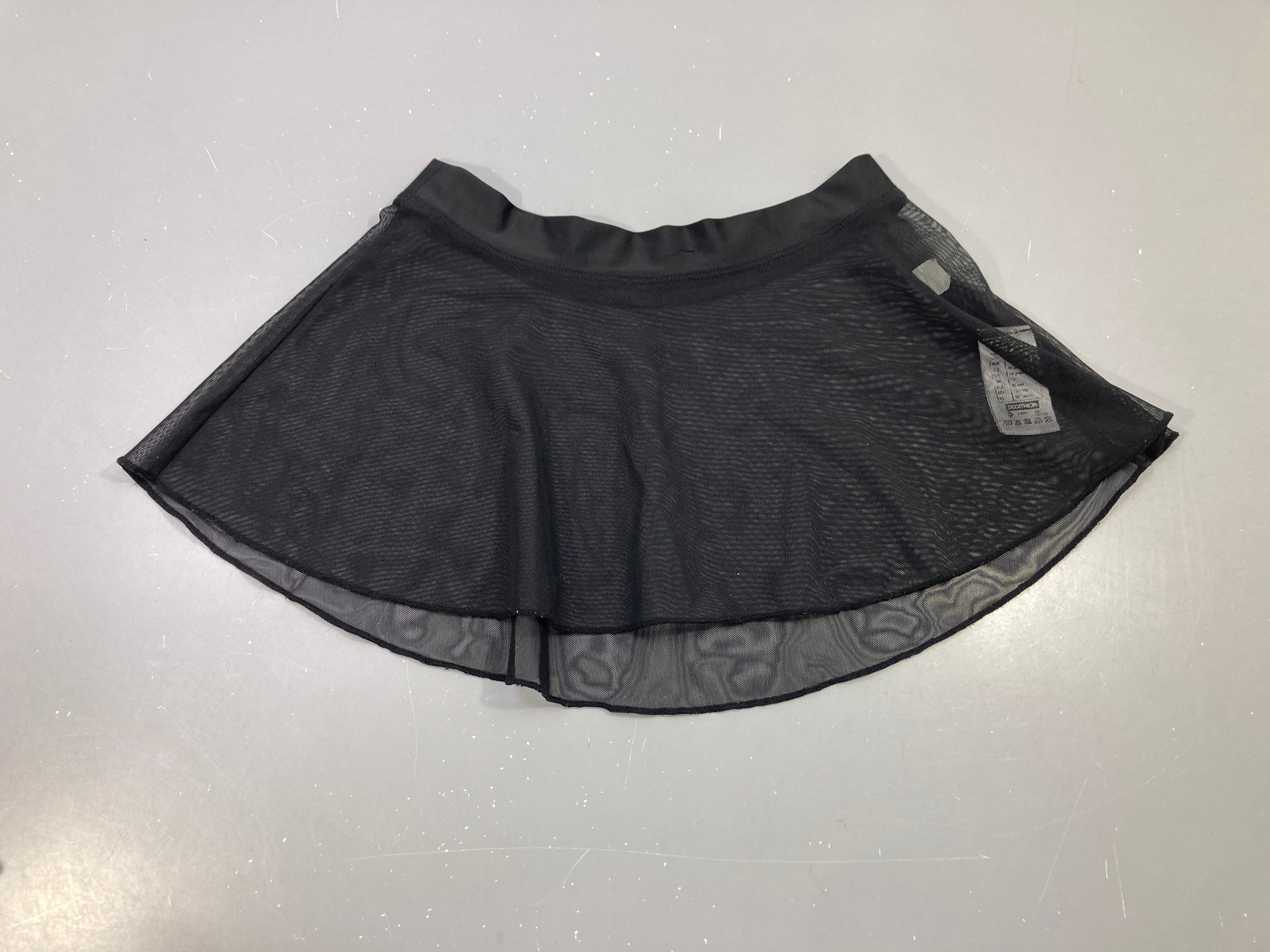 Jupette danse voile résille noire, taille élastique