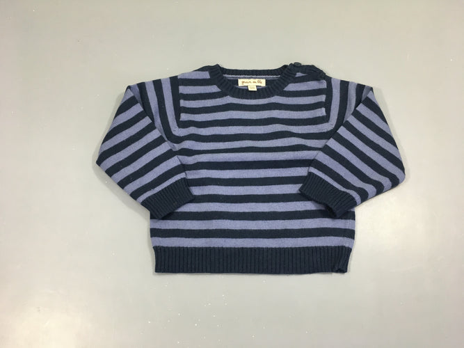 Pull bleu rayé bleu, moins cher chez Petit Kiwi