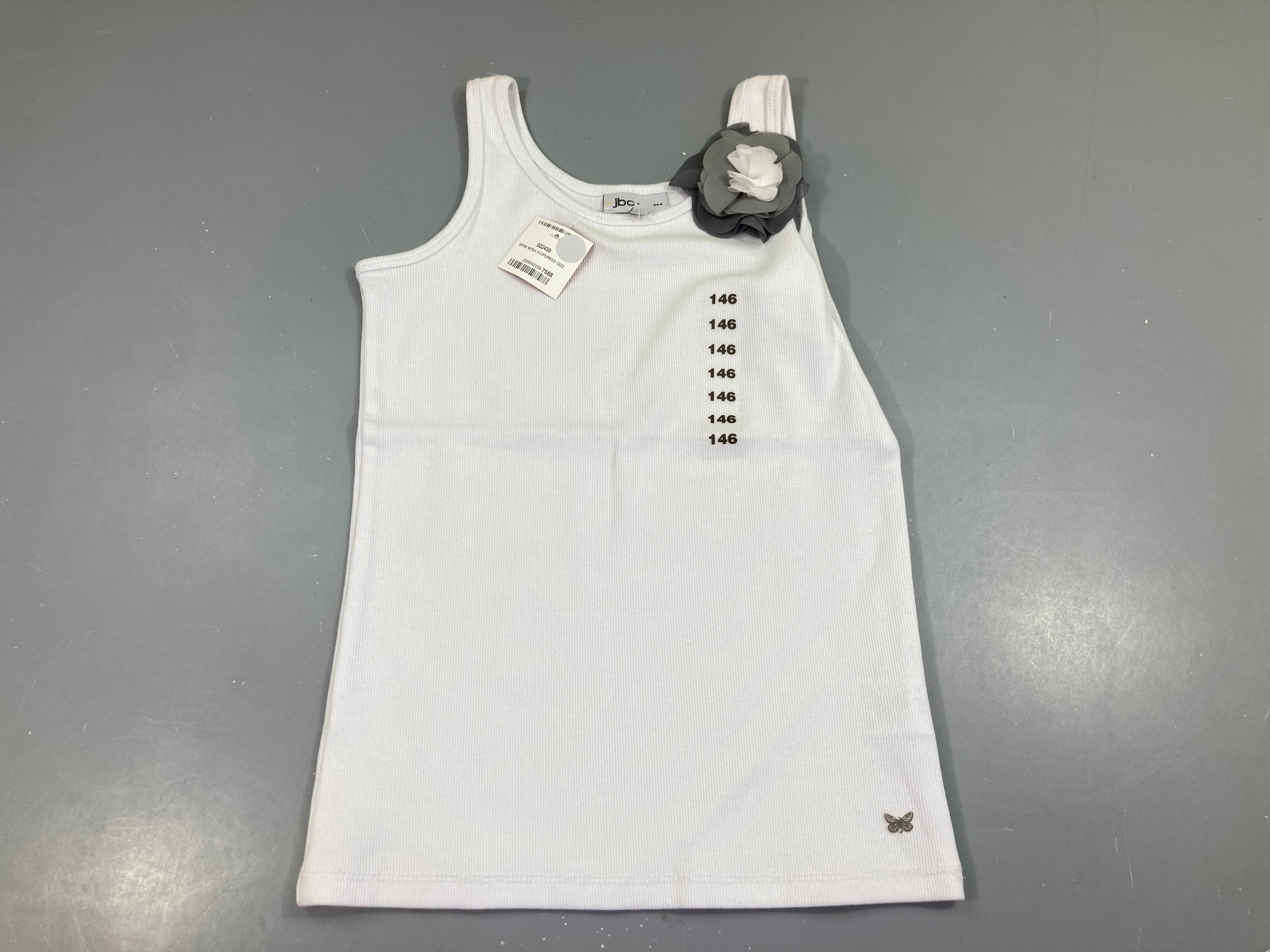 NEUF T-shirt s.m blanc côtelé fleur tulle