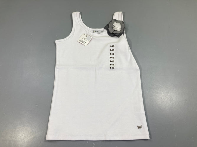 NEUF T-shirt s.m blanc côtelé fleur tulle, moins cher chez Petit Kiwi