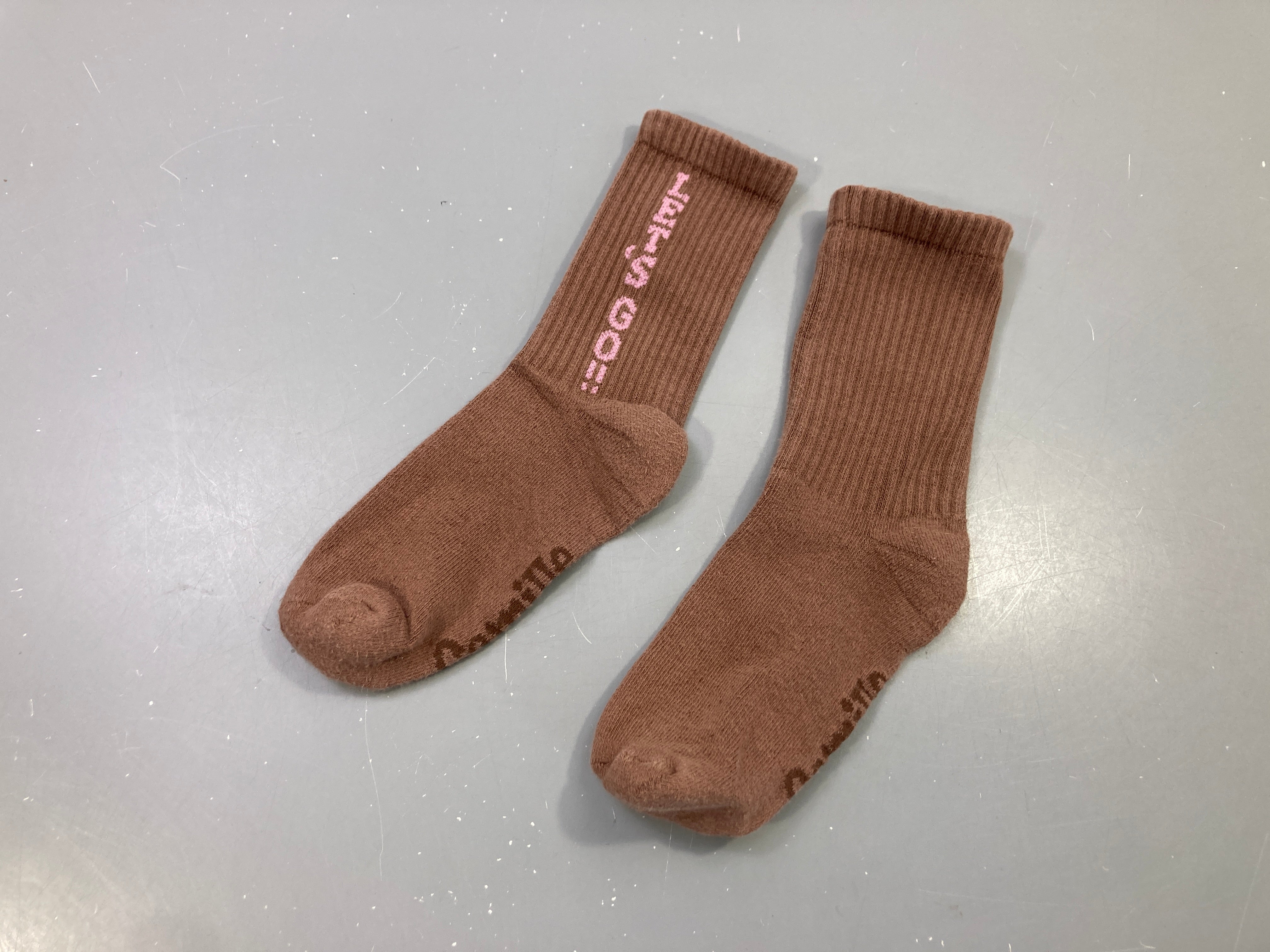 Chaussettes marron « Let's go!! » rose