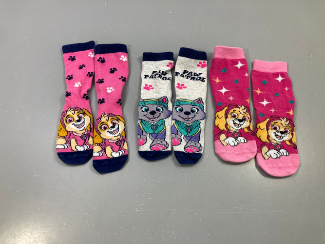 Lot 3 paires chaussettes rose et gris Pat'Patrouille Stella Everest, bouloché, 31-34, moins cher chez Petit Kiwi