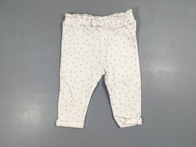 Pantalon molleton blanc pois doré, moins cher chez Petit Kiwi